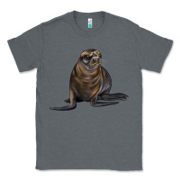 Charcoal Heather Sea Lion Illustrations Classic Tee - LillyAllenDesigns