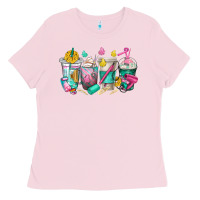 Bubblegum Pink hairstylist coffee cups Ladies Tee - texasbilliewilder
