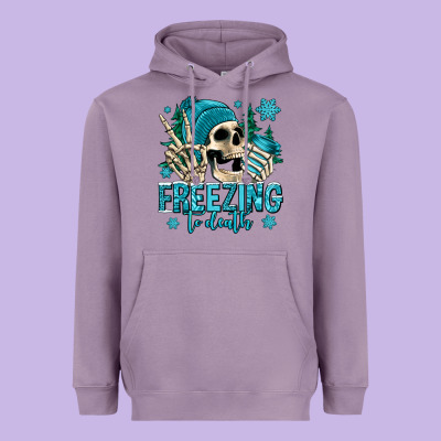 Freezing To Death Winter Skull Heavyweight Hoodie Designed By Jasminsmagicworld