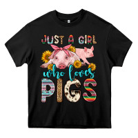 Black just a girl who loves pigs Heavy Core Tee - Zillion Design Studio