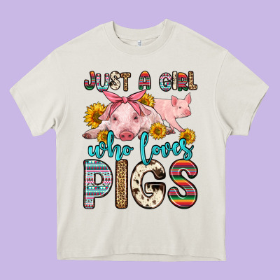 Just A Girl Who Loves Pigs Heavy Core Tee Designed By Zillion Design Studio