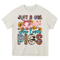 Cream just a girl who loves pigs Heavy Core Tee - Zillion Design Studio