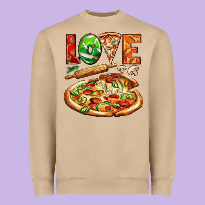 Love Pizza Heavyweight Sweatshirt Designed By Adodesignshop