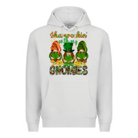 Dove Grey shamrockin with my gnomies Premium Hoodie - NancyCooperArtShop