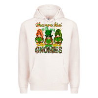 Pale Pink shamrockin with my gnomies Premium Hoodie - NancyCooperArtShop