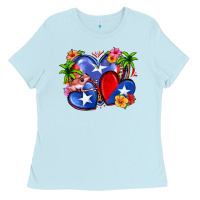 Baby Blue puerto rico hearts Ladies Tee - Zillion Design Studio