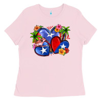 Bubblegum Pink puerto rico hearts Ladies Tee - Zillion Design Studio