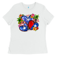 White puerto rico hearts Ladies Tee - Zillion Design Studio