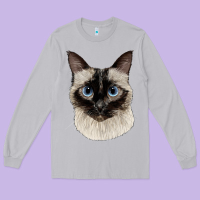 Siamese Face Long Sleeve Tee Designed By Lillyallendesigns