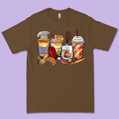 Bakery Coffee Cups Premium Tee Designed By Zillion Design Studio