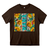 Chocolate Brown mama wıth sunflowers and gemstone Heavy Core Tee - Artiststas