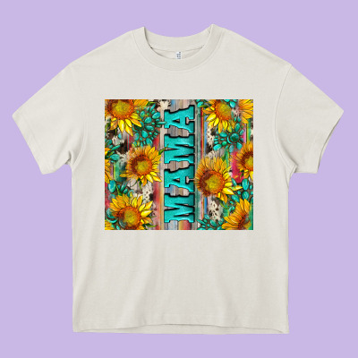 Mama Wıth Sunflowers And Gemstone Heavy Core Tee Designed By Artiststas