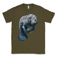 Army Green Manatee Illustrations Classic Tee - LillyAllenDesigns