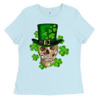 Baby Blue st. patrick's day skull Ladies Tee - RanaPortraitStore