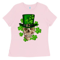 Bubblegum Pink st. patrick's day skull Ladies Tee - RanaPortraitStore