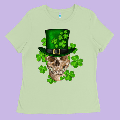 Ladies Tee st. patrick's day skull