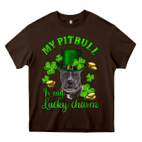 Chocolate Brown st patricks day my pitbuli my lucky charm with hat Heavy Core Tee - RanaPortraitStore