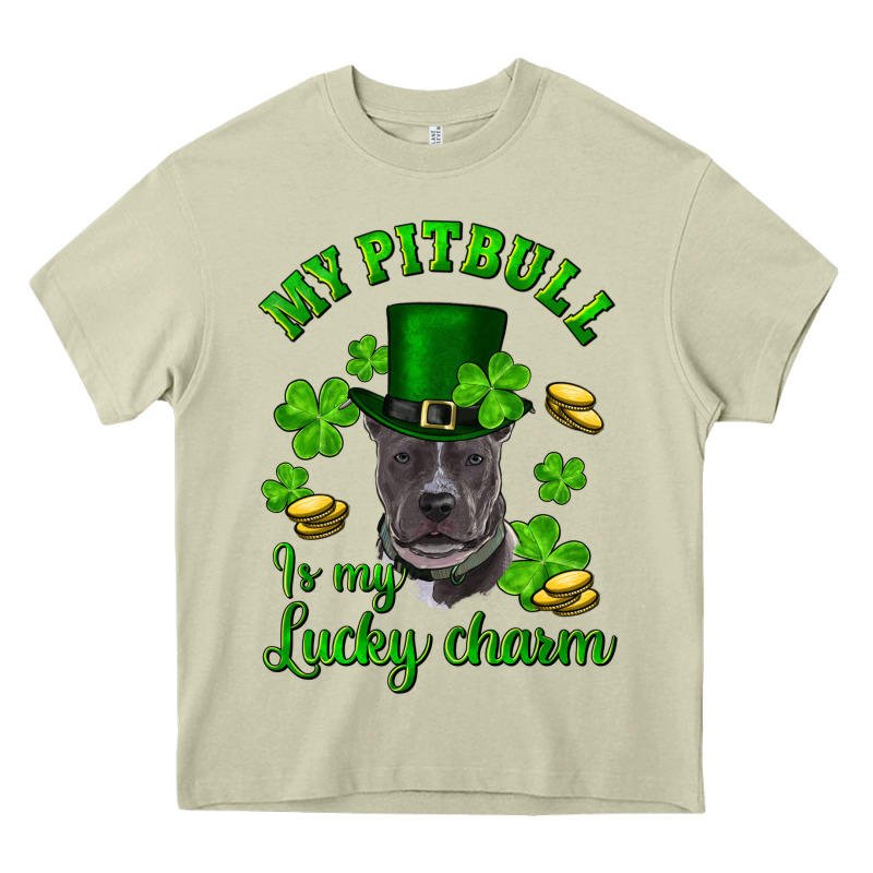 St Patricks Day My Pitbuli My Lucky Charm With Hat Heavy Core Tee by RanaPortraitStore | Teevron