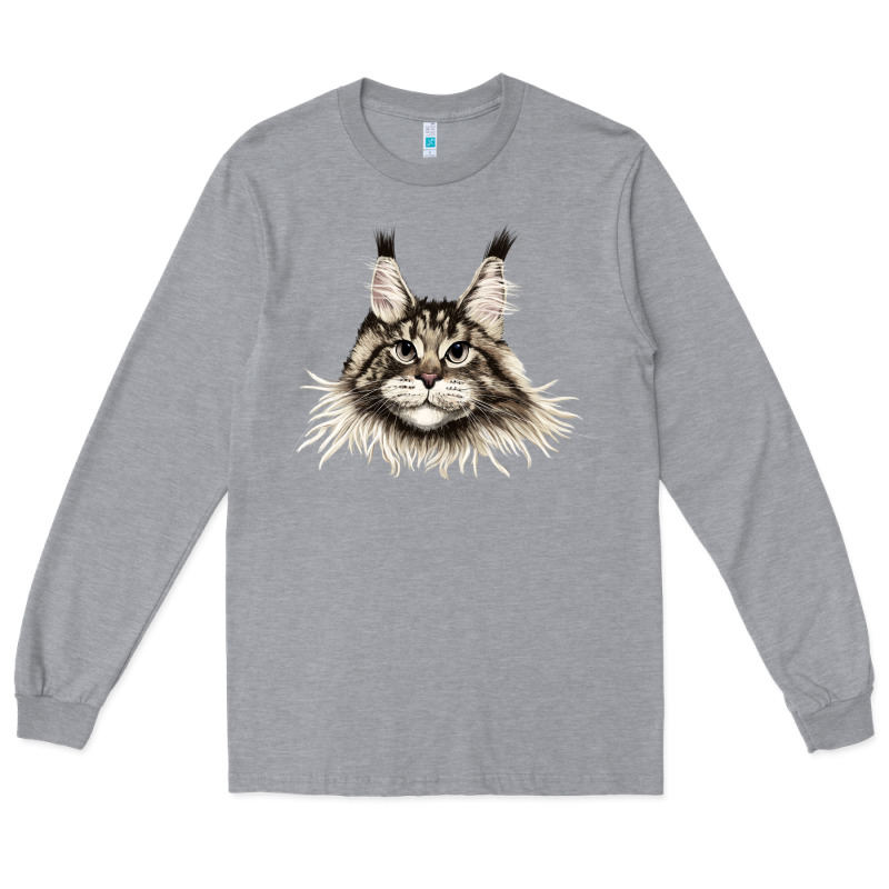 Maine Coon Cat Face Long Sleeve Tee by LillyAllenDesigns | Teevron