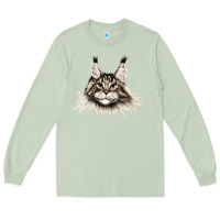 Matcha Maine Coon Cat Face Long Sleeve Tee - LillyAllenDesigns