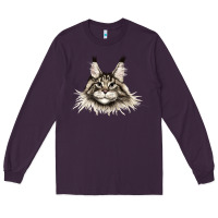 Plum Maine Coon Cat Face Long Sleeve Tee - LillyAllenDesigns