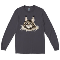 Smoke Maine Coon Cat Face Long Sleeve Tee - LillyAllenDesigns