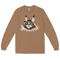 Toasted Coconut Maine Coon Cat Face Long Sleeve Tee - LillyAllenDesigns