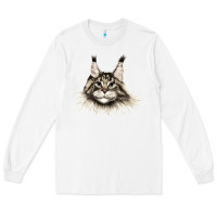 White Maine Coon Cat Face Long Sleeve Tee - LillyAllenDesigns