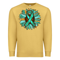 Antique Gold Ovarian Liver Cancer Awareness Sunflower Premium Sweatshirt - RanaPortraitStore
