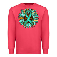 Cardinal Ovarian Liver Cancer Awareness Sunflower Premium Sweatshirt - RanaPortraitStore