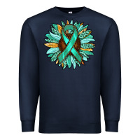 Navy Ovarian Liver Cancer Awareness Sunflower Premium Sweatshirt - RanaPortraitStore