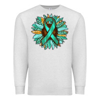Oatmeal Heather Ovarian Liver Cancer Awareness Sunflower Premium Sweatshirt - RanaPortraitStore