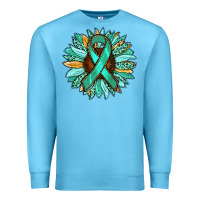 Ocean Blue Ovarian Liver Cancer Awareness Sunflower Premium Sweatshirt - RanaPortraitStore