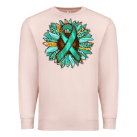 Pale Pink Ovarian Liver Cancer Awareness Sunflower Premium Sweatshirt - RanaPortraitStore