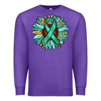 Purple Ovarian Liver Cancer Awareness Sunflower Premium Sweatshirt - RanaPortraitStore