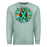 Seafoam Ovarian Liver Cancer Awareness Sunflower Premium Sweatshirt - RanaPortraitStore