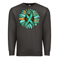 Smoke Ovarian Liver Cancer Awareness Sunflower Premium Sweatshirt - RanaPortraitStore