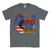 Charcoal Heather home of the free because of the brave Classic Tee - NancyCooperArtShop