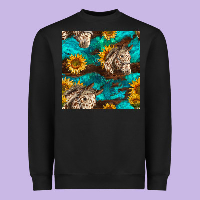Appaloosa Horses And Sunflowers Seamless Pattern Heavyweight Sweatshirt Designed By Bundleandbundleshop