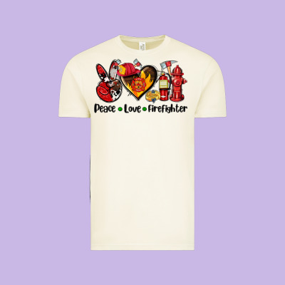 Peace Love Firefighter Vintage Tee Designed By Adodesignshop