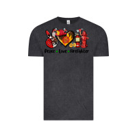 Vintage Black peace love firefighter Vintage Tee - AdoDesignShop
