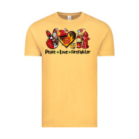 Vintage Mustard peace love firefighter Vintage Tee - AdoDesignShop