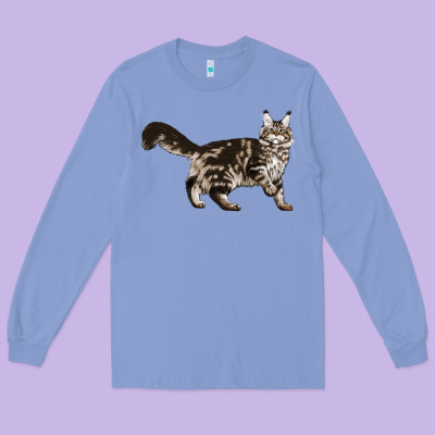 Maine Coon Cat Long Sleeve Tee Designed By Lillyallendesigns