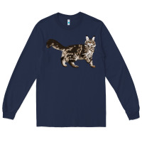 Navy Maine Coon Cat Long Sleeve Tee - LillyAllenDesigns