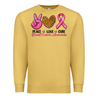 Antique Gold Peace Love Cure Breast Cancer Premium Sweatshirt - RanaPortraitStore