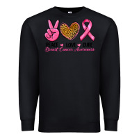 Black Peace Love Cure Breast Cancer Premium Sweatshirt - RanaPortraitStore