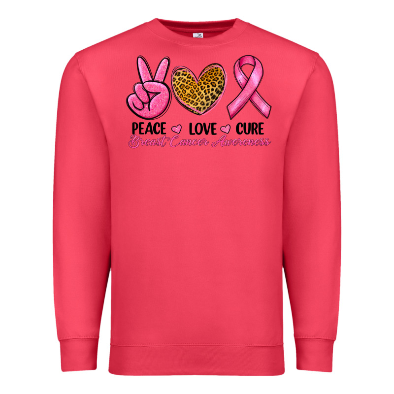 Peace Love Cure Breast Cancer Premium Sweatshirt by RanaPortraitStore | Teevron