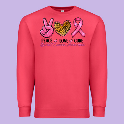 Peace Love Cure Breast Cancer Premium Sweatshirt Designed By Ranaportraitstore