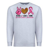 Heather Grey Peace Love Cure Breast Cancer Premium Sweatshirt - RanaPortraitStore