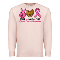 Pale Pink Peace Love Cure Breast Cancer Premium Sweatshirt - RanaPortraitStore